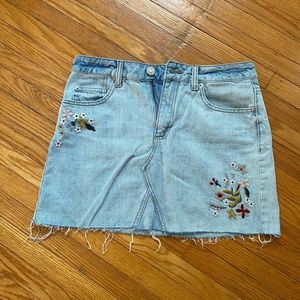Garage Denim Skirt with Flowers